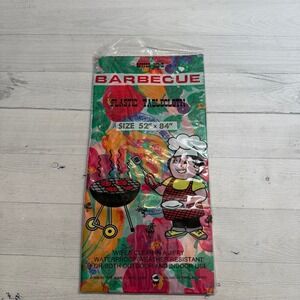 Vintage better home barbecue floral fruit‎ plastic tablecloth 1996